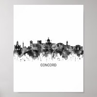 Concord New Hampshire Skyline BW
