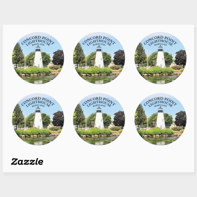 Concord Point Lighthouse, Maryland Round Stickers (Sheet)