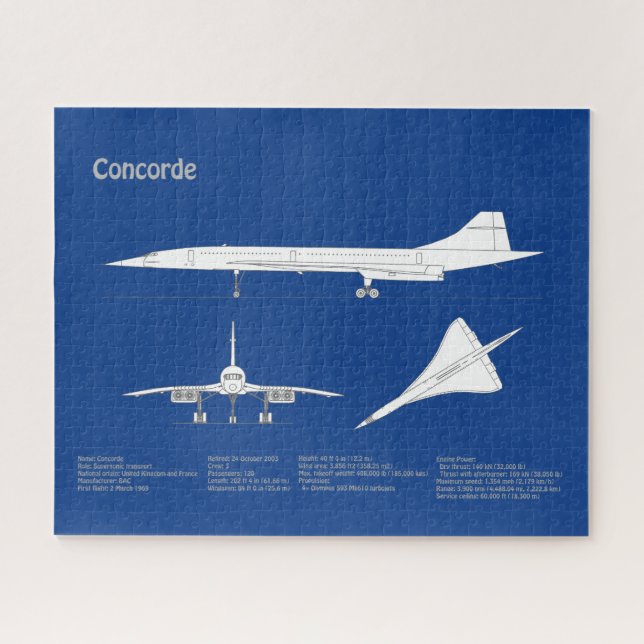 Concorde - Aeroplane Blueprint Drawing Plans ABD Jigsaw Puzzle (Horizontal)