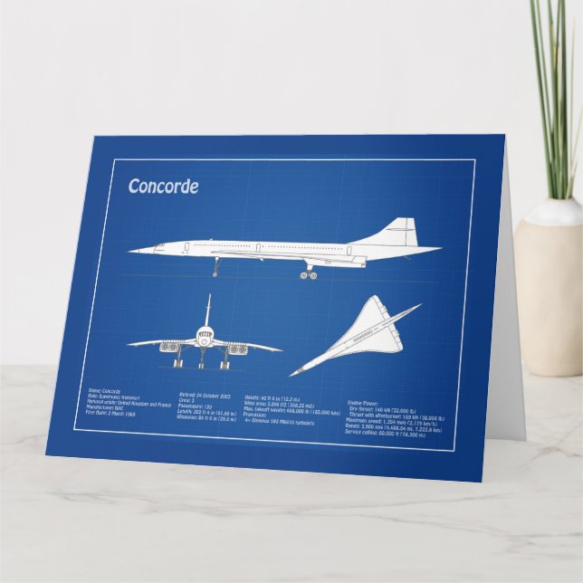 Concorde - Aeroplane Blueprint Drawing Plans ABD Thank You Card (Front)