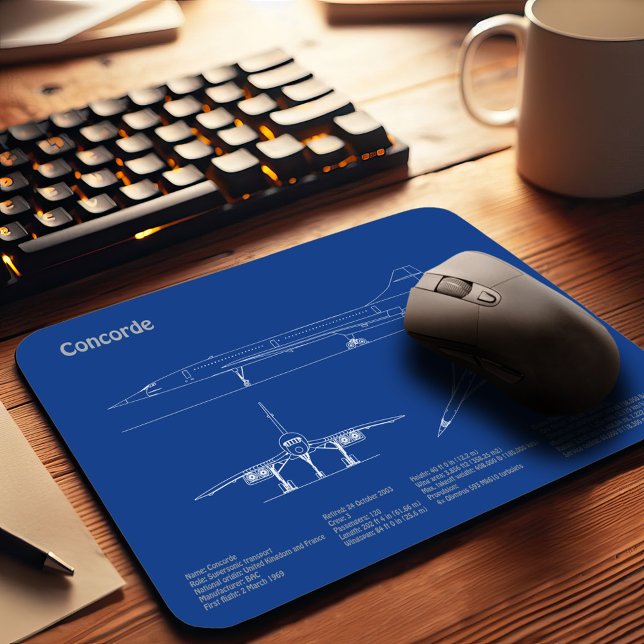 Concorde - Aeroplane Blueprint Drawing Plans AD Mouse Pad (Creator Uploaded)
