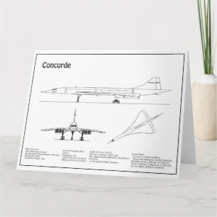 Concorde - Aeroplane Blueprint Drawing Plans BD Thank You Card