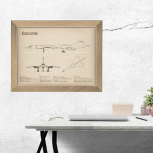 Concorde - Aeroplane Blueprint Drawing Plans SD Photo Print