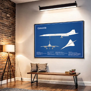 Concorde - Airplane Blueprint Drawing Plans ABD Poster