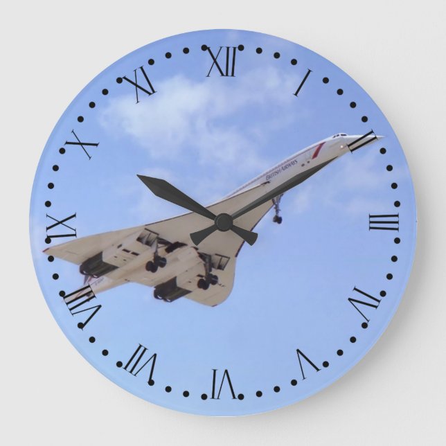 Concorde G-BOAF - Roman Dial Large Clock (Front)