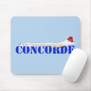 Concorde Jet with Bold Blue Text Mouse Pad