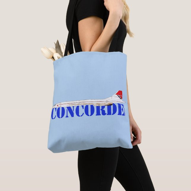 Concorde Jet with Bold Blue Text Tote Bag (Close Up)