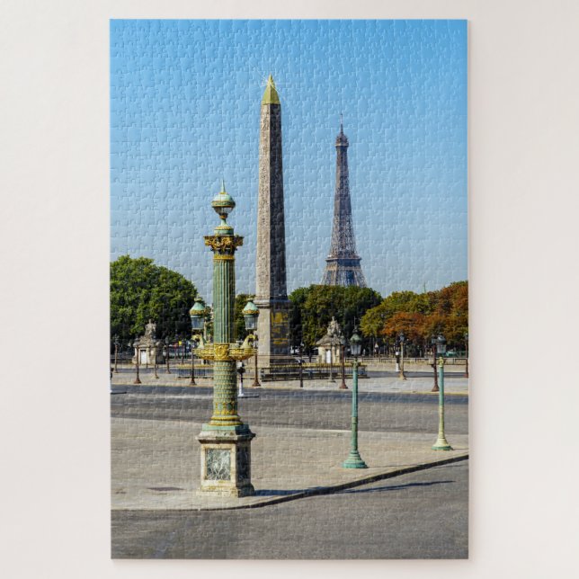 Concorde Luxor Obelisk and Eiffel Tower  - Paris Jigsaw Puzzle (Vertical)