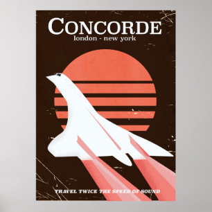 Concorde vintage flight travel poster