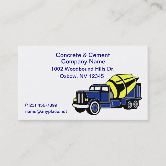 Concrete and Cement Company Business Card (Front)