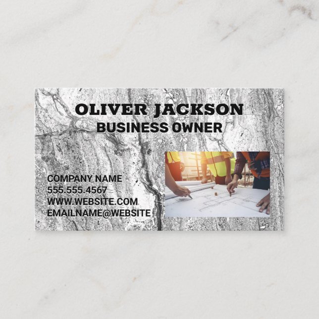 Concrete Background | Construction Planning Business Card (Front)