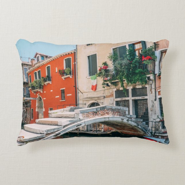 CONCRETE BRIDGE BESIDE WHITE BUILDING DECORATIVE CUSHION (Front)