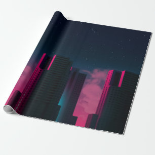 CONCRETE BUILDINGS NEAR WHITE CLOUDS WRAPPING PAPER