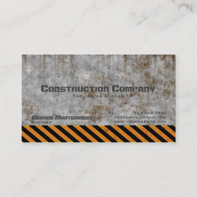 Concrete Caution Construction Company Business Card (Front)