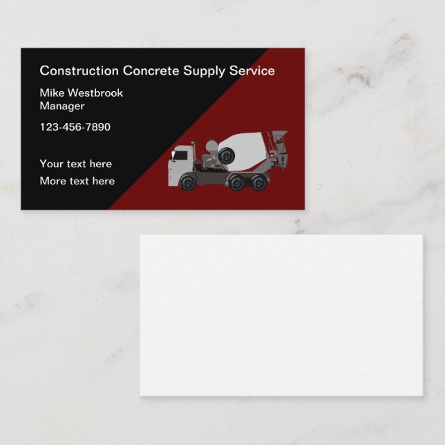 Concrete Cement Mixer Construction Business Card (Front/Back)