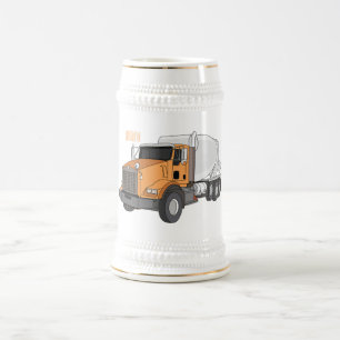 Concrete cement mixing truck cartoon illustration beer stein
