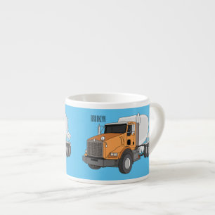 Concrete cement mixing truck cartoon illustration  espresso cup