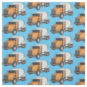 Concrete cement mixing truck cartoon illustration fabric