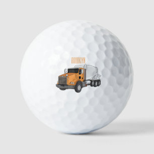Concrete cement mixing truck cartoon illustration  golf balls