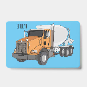 Concrete cement mixing truck cartoon illustration ID badge