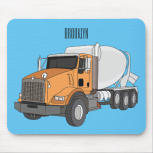 Concrete cement mixing truck cartoon illustration mouse pad