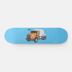 Concrete cement mixing truck cartoon illustration  skateboard