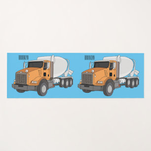 Concrete cement mixing truck cartoon illustration yoga mat