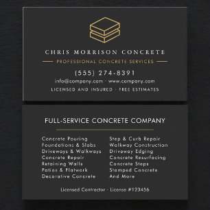Concrete & Cement Services Company Business Card