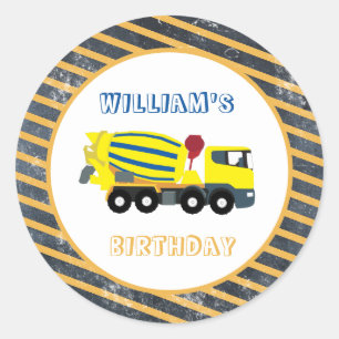 Concrete Cement Truck Construction Trucks Birthday Classic Round Sticker