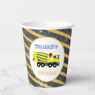 Concrete Cement Truck Construction Trucks Birthday Paper Cups