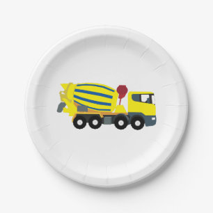 Concrete Cement Truck Construction Trucks Paper Plate