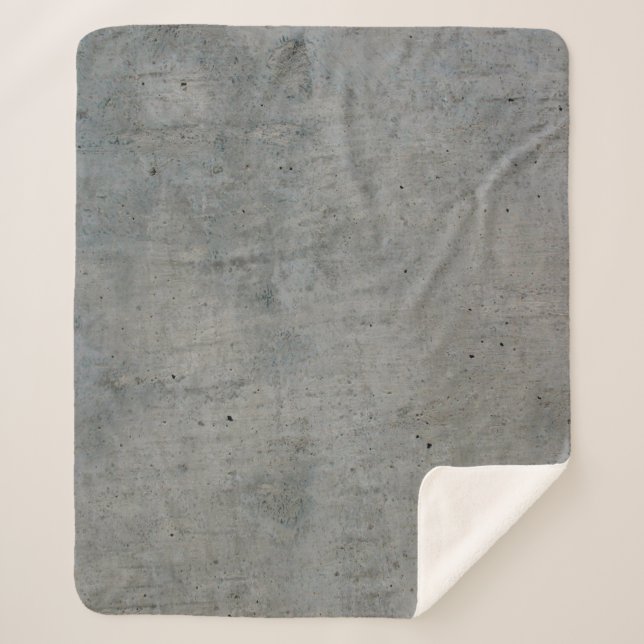 Concrete cement wall grey texture sherpa blanket (Front)
