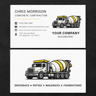 Concrete Contractor Mixer Truck Business Card