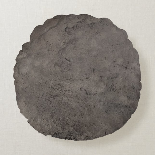 Concrete Gray Leather Print Round Cushion (Front)