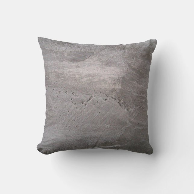 Concrete grey gray wall plaster cushion (Front)
