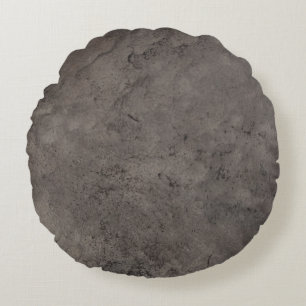 Concrete Grey Leather Print Round Cushion