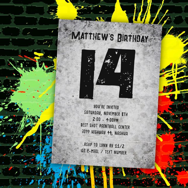 Concrete Grunge Teen Boys Birthday Party Invitation (Creator Uploaded)