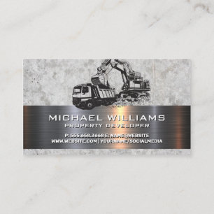 Concrete Metallic Tools Construction Vehicle Business Card