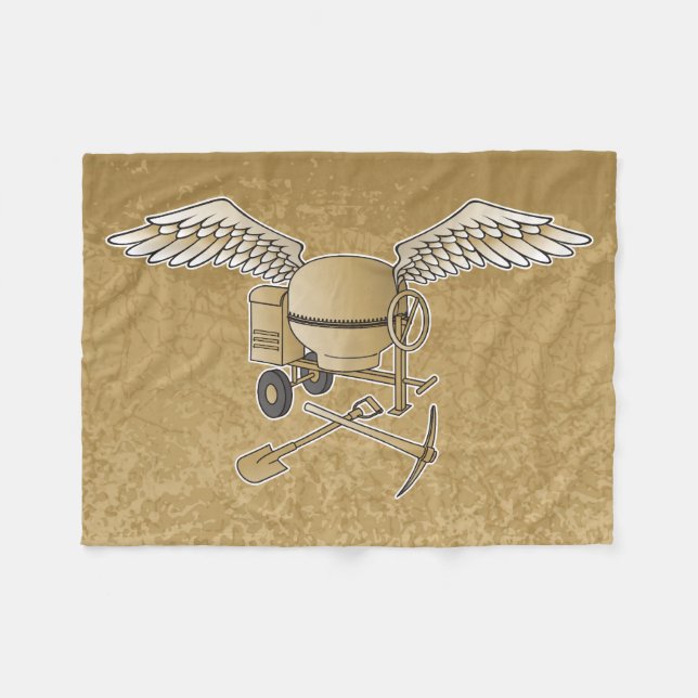 Concrete mixer beige fleece blanket (Front (Horizontal))