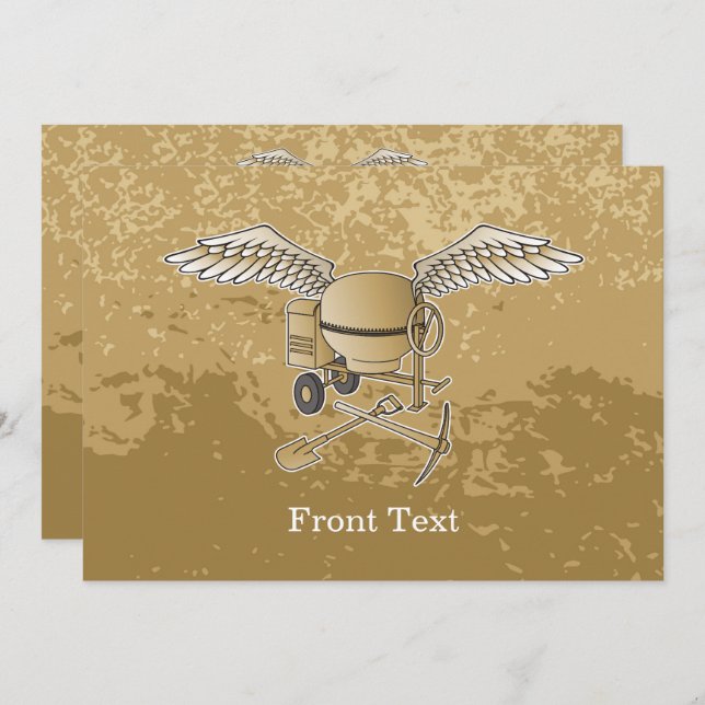 Concrete mixer beige invitation (Front/Back)