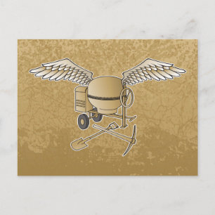 Concrete mixer beige postcard