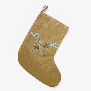 Concrete mixer beige small christmas stocking