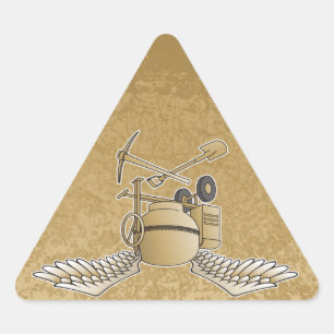 Concrete mixer beige triangle sticker