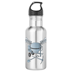 Concrete mixer blue-grey 532 ml water bottle