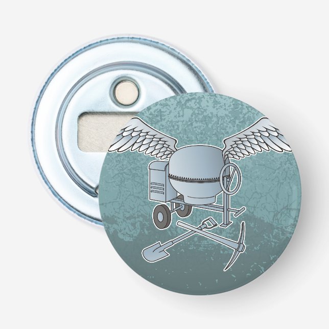 Concrete mixer blue-grey bottle opener (Front)