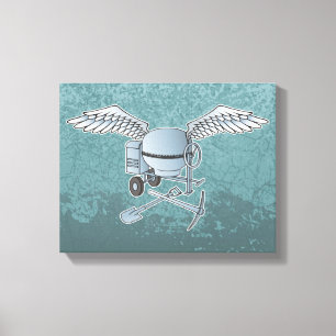 Concrete mixer blue-grey canvas print
