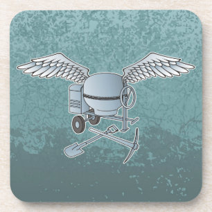 Concrete mixer blue-grey coaster
