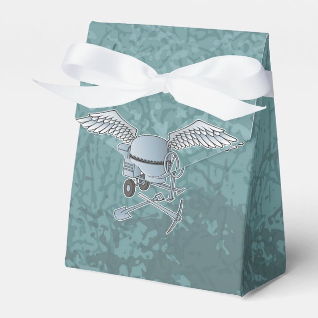Concrete mixer blue-grey favour box (Front Side)