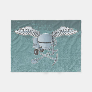 Concrete mixer blue-grey fleece blanket