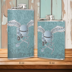 Concrete mixer blue-grey hip flask